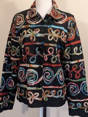 Art-to-Wear Jacket | Multicolor Appliqué & Embroidery | 100% Cotton | Life Style